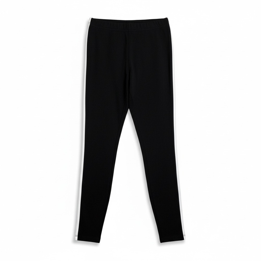 PINK Victoria's Secret Black Leggings White Stripe Side Logo‎ Size L